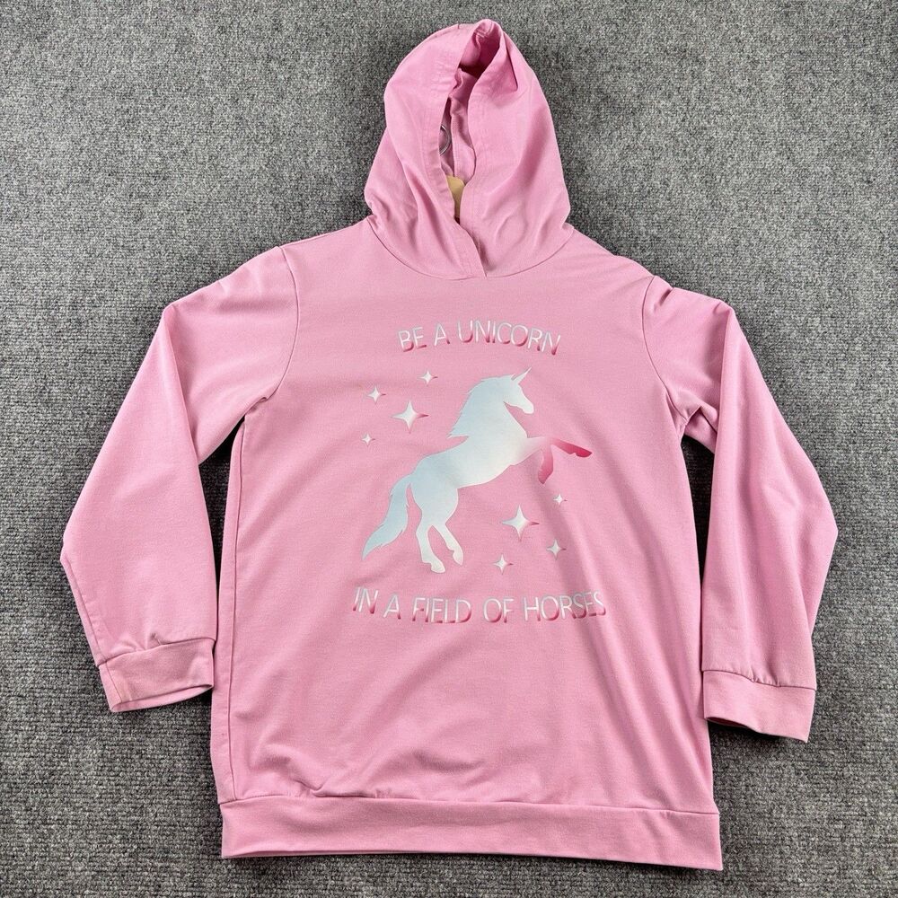 PatPat Girls Hoodie L XL Pink Unicorn Be A Unicorn Lightweight Shirt